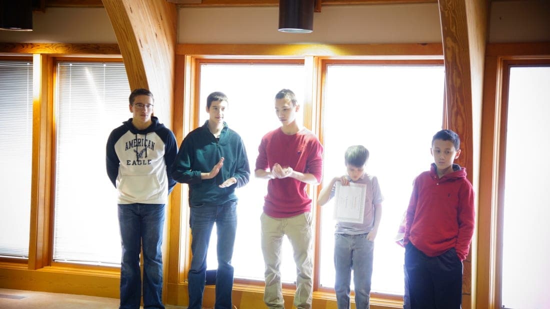 Students lined up to perform at a school event